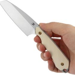 Couteau Fixe Kansept Valk Lame Acier Nitro-V Manche G10 Ivoire Etui Kydex KG019A3