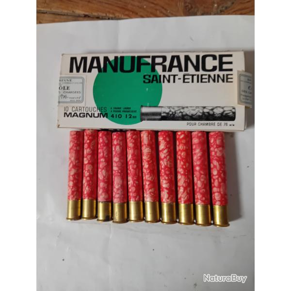 Bo�te de10 cartouches anciennes cal 410 MF douilles cartons mouchet�es oranges