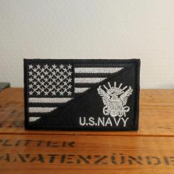 &Eacute;cusson Patch brod&eacute; U.S. Navy & Drapeau US  Mod&egrave;le Sceau / Aigle Noir