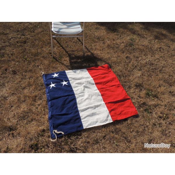 RARE ANCIEN GRAND PAVILLON MARINE NATIONALE --- VICE AMIRAL  -- taille n�6 - ETAMINE DE COTON