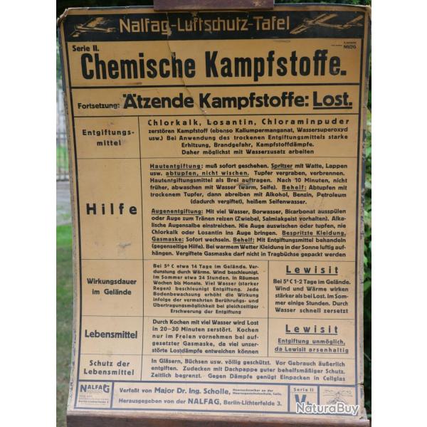 rare Affiche ORIGINALE Tafel Chemische Kampfstoffe WWII SDC25LFS001