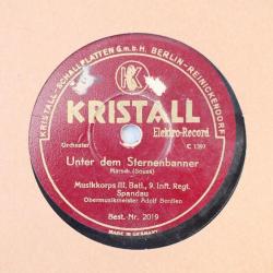 rare INTROUVABLE Disque militaire KRISTALL  25 cm Musikkorps III Batl 9 Inft Regt Spandau
