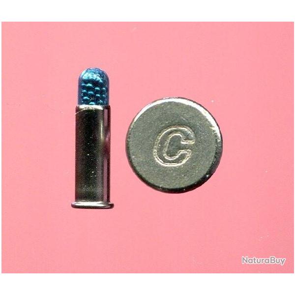 .22 LR � grenaille - balle en plastique bleu translucide - �tui nickel 17.85 mm - marque CCI