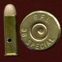 .38 Sp&eacute;cial Tir R&eacute;duit Italie - balle d&eacute;sintr&eacute;grante sans plomb couleur beige - Etui laiton GFL