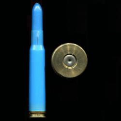 12.7 x 99 Tir r&eacute;duit France RARE - balle &eacute;tui plastique bleu - culot laiton - exp&eacute;rimentale SFM 1962