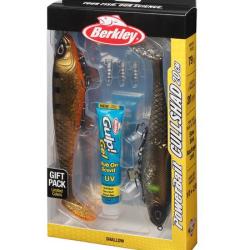 COFFRET CADEAU DE 2 LEURRES SOUPLES BERKLEY POWERBAIT CULLSHAD 20cm MONTES + ATTRACTANTS + MASSELOTT