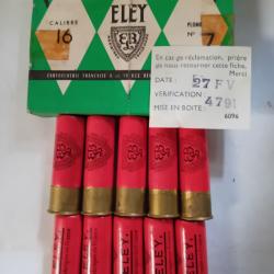 Bo&icirc;te de10 belles cartouches anciennes cal 16 ELEY  douilles cartons rouges