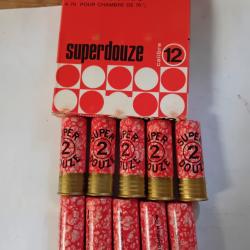 Bo&icirc;te de10 belles cartouches anciennes cal 12MF "SUPER 12" douilles cartons  mouchet&eacute;es oranges