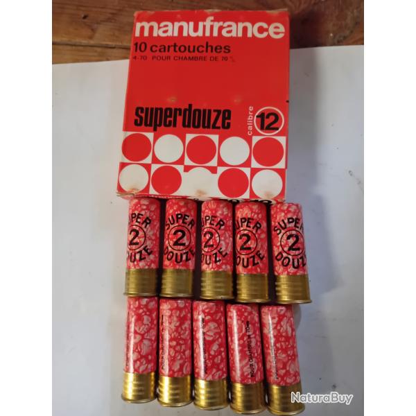 Bo�te de10 belles cartouches anciennes cal 12MF "SUPER 12" douilles cartons  mouchet�es oranges