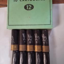 Bo&icirc;te de 10 rare cartouche Gevelot  avec le  nom d'un Armurier  cal12 douilles cartons