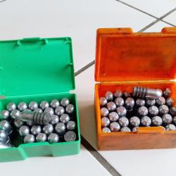 114 balles plomb coul&eacute;es et recalibr&eacute;es .474