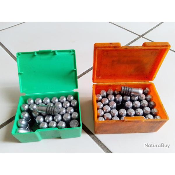 114 balles plomb coul�es et recalibr�es .474