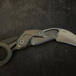 CRKT Provoke 4040G Satin D2, Gray Aluminum, Kinematic Karambit couteau de poche, Joe Caswell design