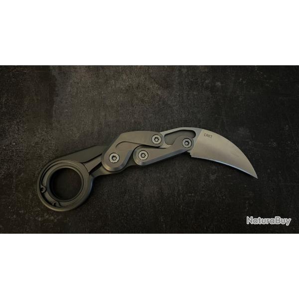 CRKT Provoke 4040G Satin D2, Gray Aluminum, Kinematic Karambit couteau de poche, Joe Caswell design