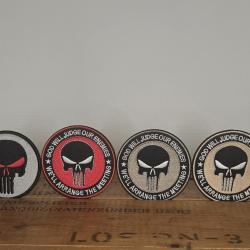 Lot 4 Patchs brod&eacute; style Punisher &eacute;cusson airsoft