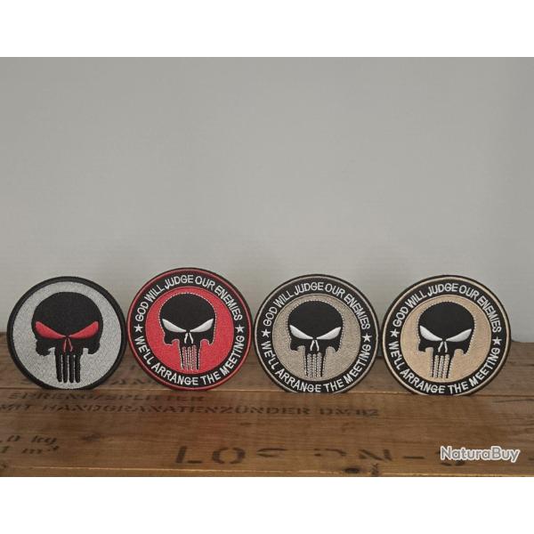 Lot 4 Patchs brod� style Punisher �cusson airsoft