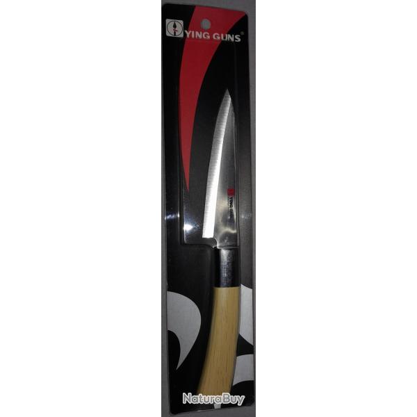Couteau de cuisine utilitaire Ying Guns Inox manche bois - neuf