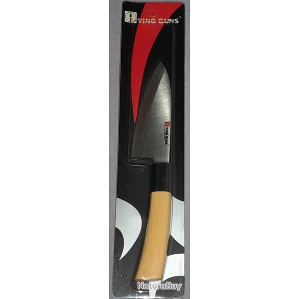 Couteau utilitaire Ying Guns lame 11.3 cm Inox manche bois - Neuf