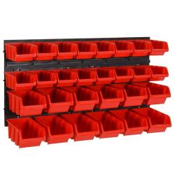 Ensemble d'&eacute;tag&egrave;res d'atelier 30 pcs Rouge et noir 77x39 cm PP