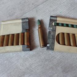 Lot de 6 Munitions tir r&eacute;duit neutralis&eacute;es + lame chargeur pour Rubin Schmidt 7,5 suisse Ogives bois