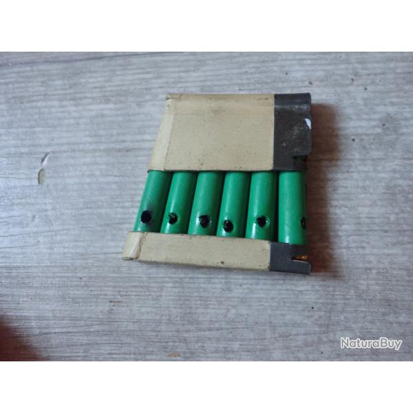 Lot de 6 Munitions d'exercice, neutralis�es + lame chargeur pour Rubin Schmidt 7,5 suisse