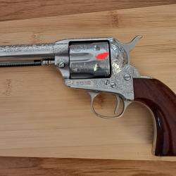 EXEPTIONNEL COLT SAA 1873 EN 45 colt INOX GRAV&Eacute; MAIN 4 3/4 MADE BY UBERTI