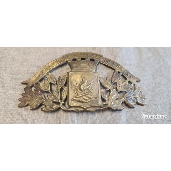 Plaque de casque pompiers en laiton