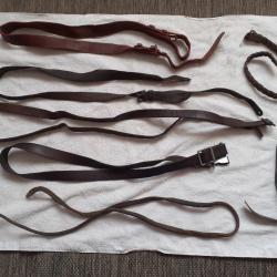 Lot de 5 anciennes bretelles a fusil cuir
