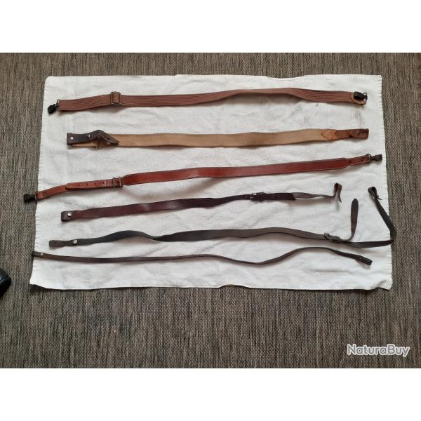 6 anciennes bretelles de fusil