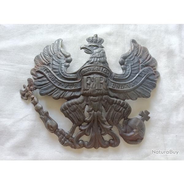 Plaque de casque a pointe,  Prusse fer WW1 , ( *1.  F4 *  )