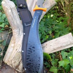 Machette Kukkri Bushcraft Parang Lame Acier 40X13 Manche ABS Orange Style Bear Grylls Etui Nylon 01