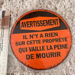 Plaque signal&eacute;tique en m&eacute;tal Avertissement