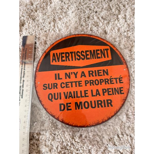 Plaque signal�tique en m�tal Avertissement