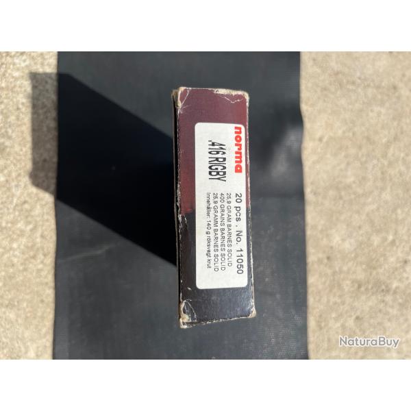Munitions .416 rigby Norma 400grs Barnes solid