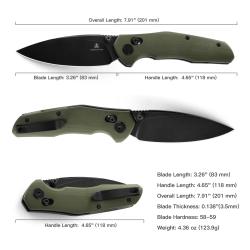 Couteau Pliant Bestech Knives Ronan Lame Acier 14C28N Manche G10 OD Green Crossbar Lock BTKMK02G