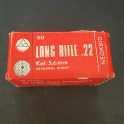 Bo&icirc;te ancienne NEOKSID / UNIS .22 LR 5,6 mm 50 cartouches