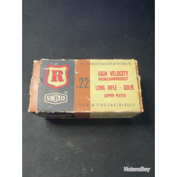Anciennes cartouches RWS Sinoxid .22 LR High Velocity Solid - Troisdorf Germany