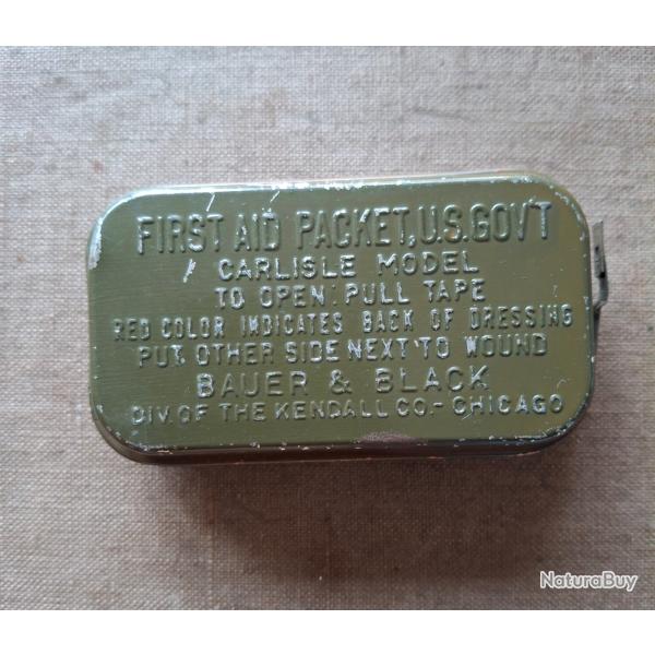 WW2  BOITE METAL PANSEMENT US ARMY SULFAMIDE ORIGINALE
