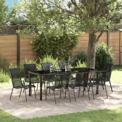 Ensemble de salle &agrave; manger pour jardin 9 pcs Noir