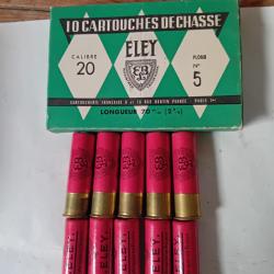 Bo&icirc;te de10 belles cartouches anciennes cal 20 ELEY douilles cartons rouges