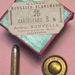 Tr&egrave;s interessante boite vide de 8mm non reglememtaire 1892 de Houllier Blanchard poudre noire D