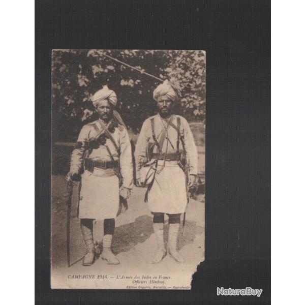 campagne 1914, l'arm�e des indes en france officiers hindous cpa