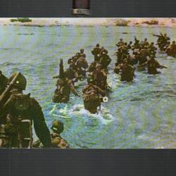 d&eacute;barquement en normandie des troupes d&eacute;barquent , flamme port winston  cpm