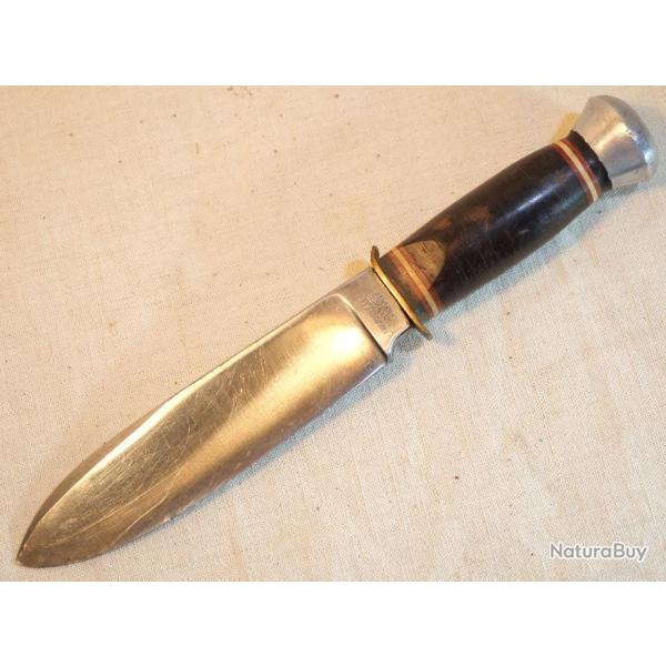 couteau SF type US WWII avec manche � rondelles en cuir Solingen Germany SDC24ARB010