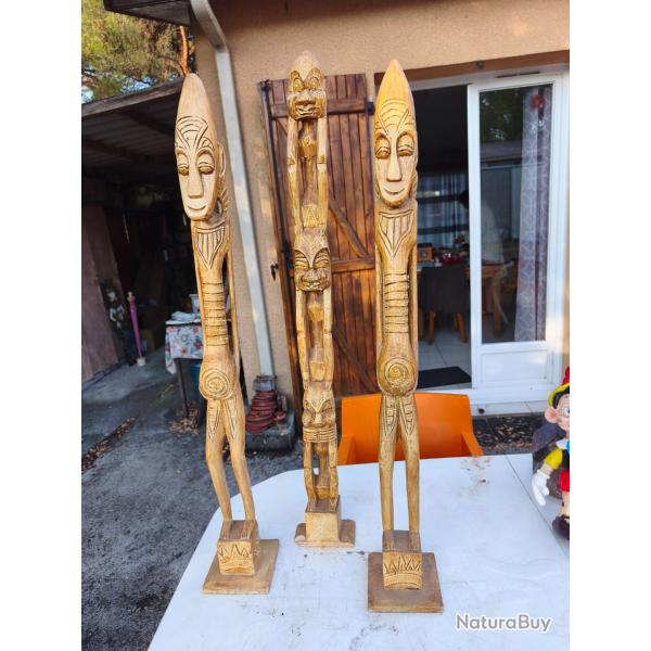 3 Sculptures Bois Afrique