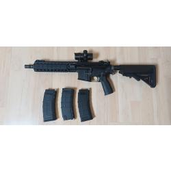 M4 GHK Keymod MOD 1corps Colt, Magic Buffer Prowin + 3 chargeurs l&egrave;vres alu + pi&egrave;ces