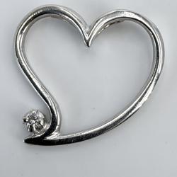 Pendentif Coeur en or blanc massif 18 carats - diamant