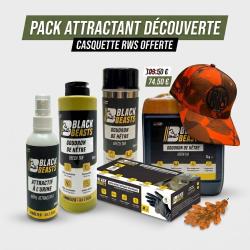 Pack attractant d&eacute;couverte goudron + gants + attractant BLACK BEASTS + casquette RWS offerte