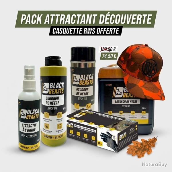 Pack attractant d�couverte goudron + gants + attractant BLACK BEASTS + casquette RWS offerte