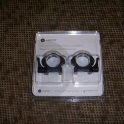 paire de collier amovible a levier HAWKE s&eacute;rie PRECISION STEEL RING MOUNT de 30 mm hauteur : LOW